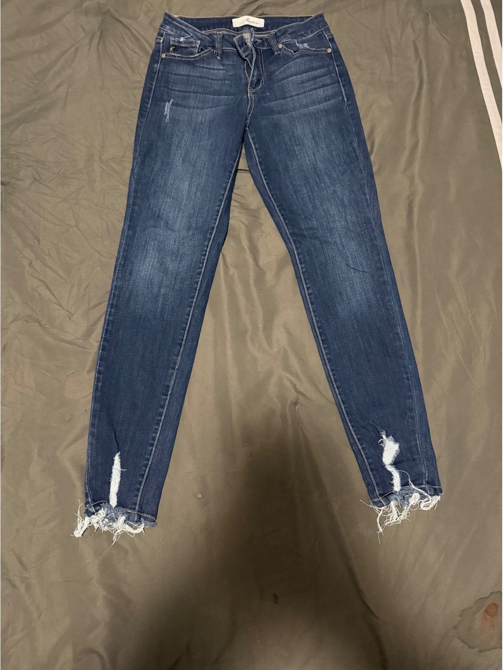 KanCan Los Angeles Dark Wash Distressed Raw Hem Skinny Jeans